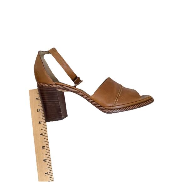YSL Yves Saint Laurent Women 8.5 Block Heel Sandals Brown Leather Boho Luxury - Picture 12 of 13